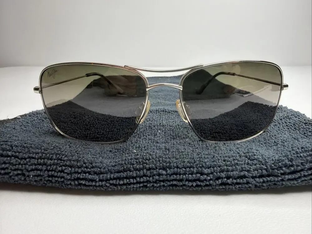 VTG Maui Jim Wiki Wiki Gray Lens MJ-246-17 Silver Titanium Aviator Sunglasses